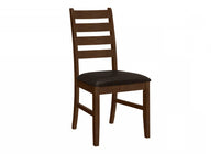 Dining Chair Set of 2 Dining Room Kitchen Side Brown Solid Wood Brown-Leather Look Transitional