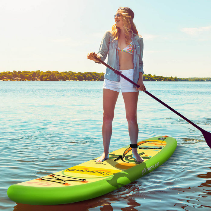 Goplus Small Inflatable Sup Board, Portable Paddle Board With 5d Rings Stand Up Paddle Board For Youth & Adult Green