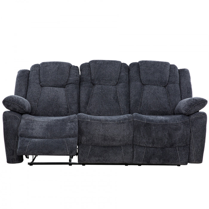 Renner 80 in. Upholstered Manual Reclining Sofa with Lever - Dark Grey