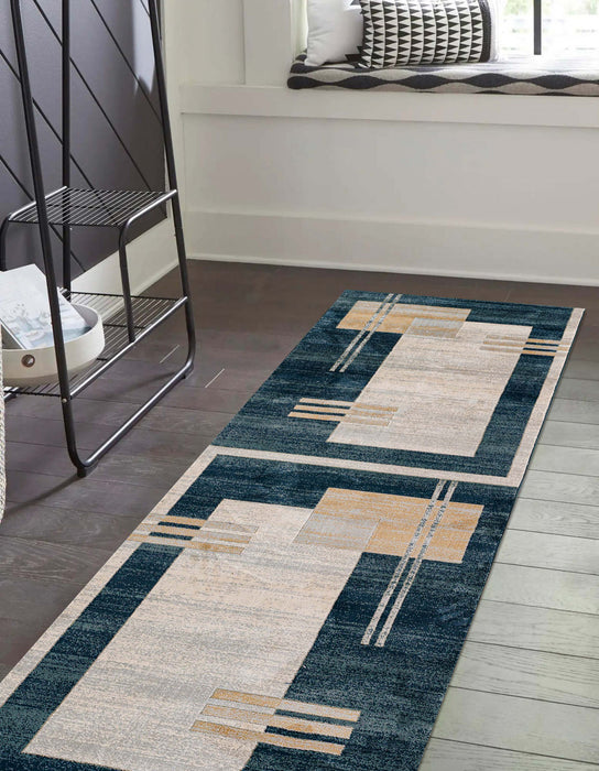 Sorelle Contemporary 2'2\" x 7'7\" Runner Rug in Blue Indoor Area Rug
