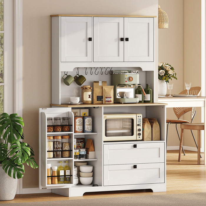 HOMCOM 64\" Kitchen Pantry Cabinet, Kitchen Hutch with 3 Cabinets, 2 Drawers