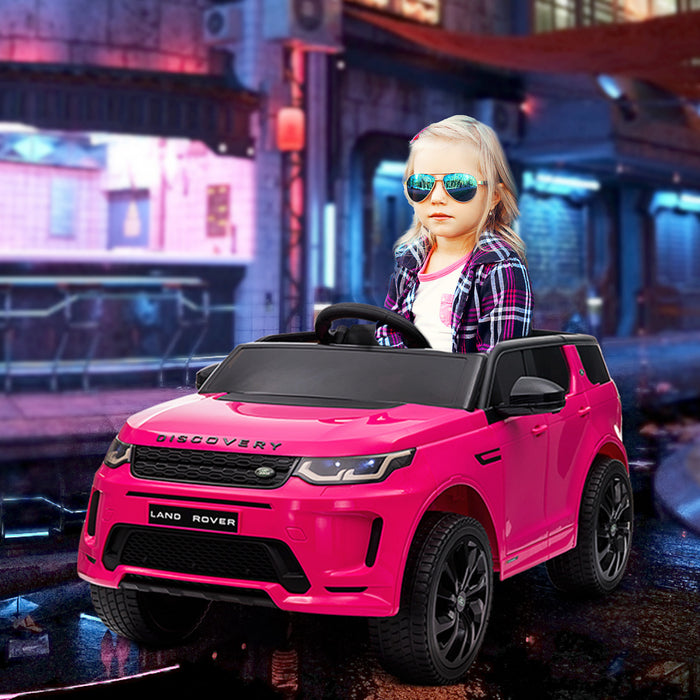 Qaba Land Rover Discovery Sport Licensed Ride On Car, 12v Battery Powered Ride-On Kids Electric Car With Remote Control, Soft Start, Led Lights, Music Horn, Pink