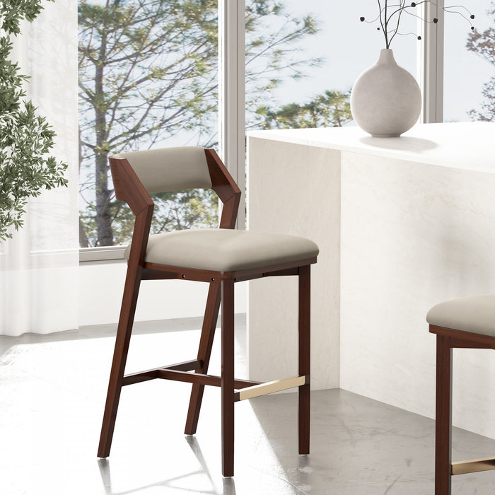 Patricia Modern Wood Upholstered Barstool in Linen Bar Stool