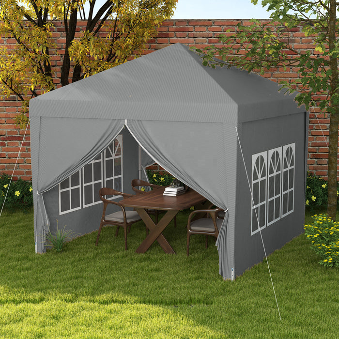Outsunny 10'x10' Outdoor Pop Up Party Tent Gazebo Canopy With Carrying Bag (light Grey)