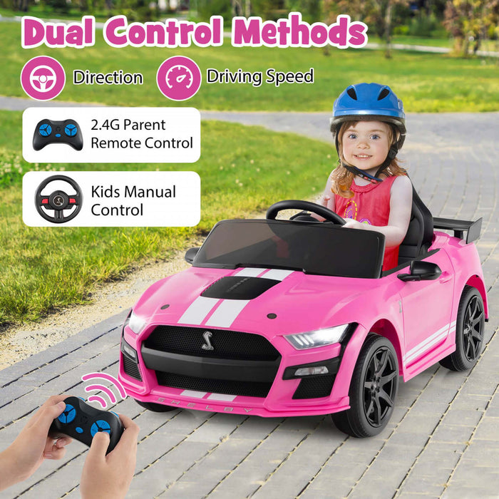 Costway 12v Licensed Ford Mustang Shelby Gt500 Kids Ride On Car With Remote Control Pink