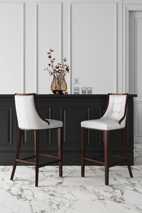 Fifth Avenue Traditional Wood Upholstered Barstool in Pearl White - Set of 3