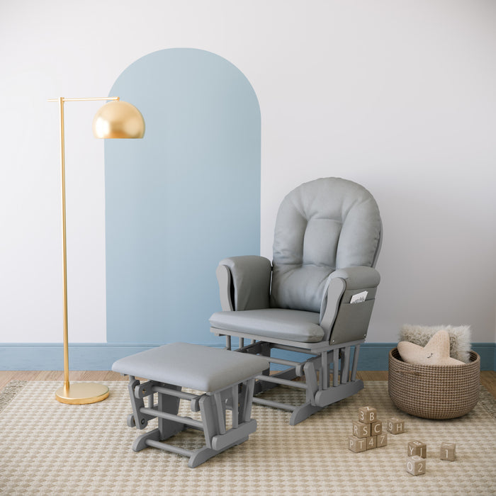 Storkcraft Hoop Glider and Ottoman - Pebble Gray/Light Gray