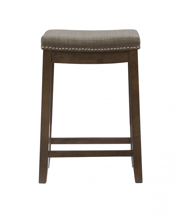 Claridge Linen-Look Fabric Backless Saddle Counter-Height Stool - Dark Brown