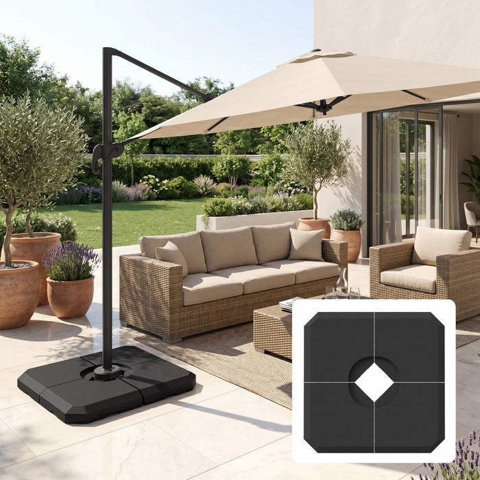 Outsunny 4 Pieces Umbrella Base Parasol Stand Black