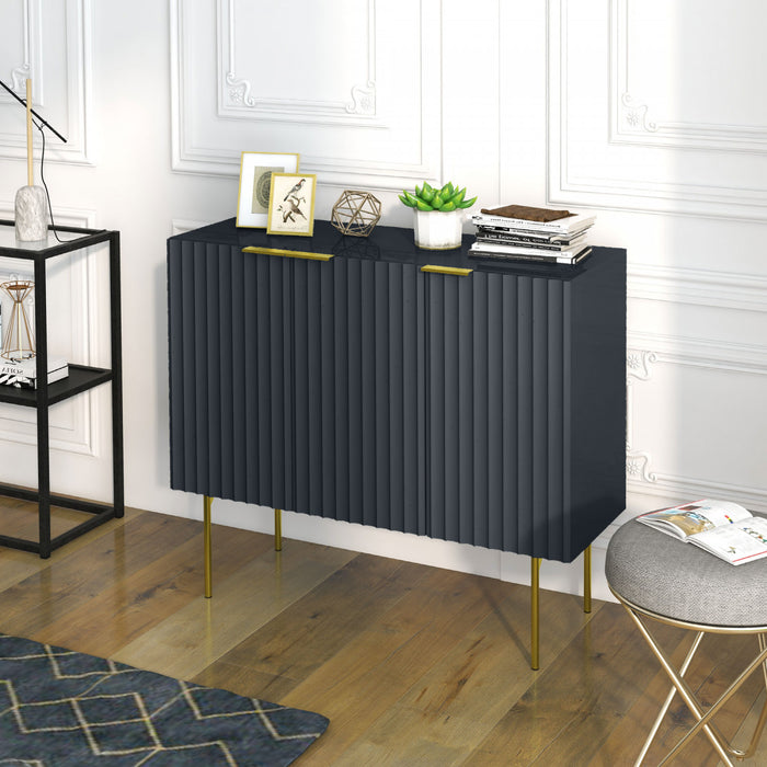 HOMCOM Accent Cabinet w/ Gold Leg for Living Room Dining Room Hallway Black