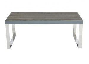Sylph Coffee Table, Faux Wood & Stainless Steel
