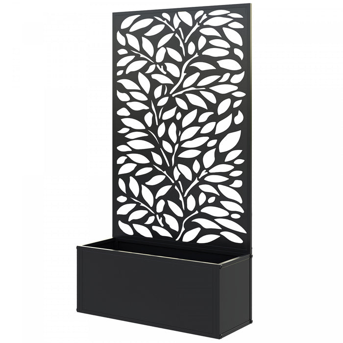 Outsunny Raised Garden Bed with Privacy Panel, Metal Planter Box