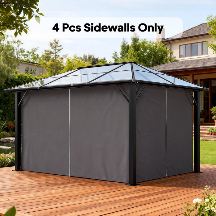 Outsunny 10' x 12' Universal Gazebo Curtains, 4 Panels, Grey