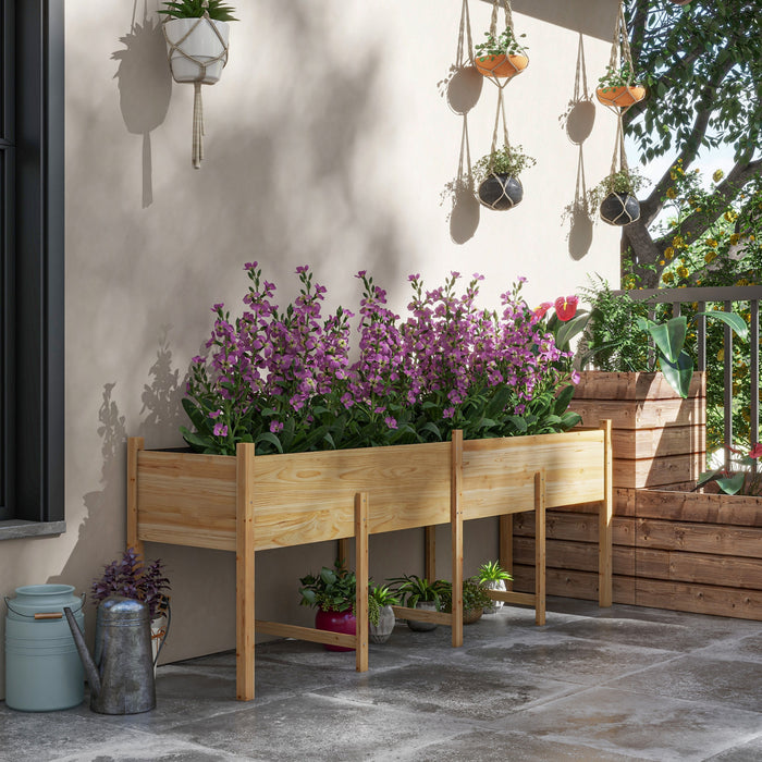Outsunny Extra Large Wooden Planter Box With Legs & Drain Holes, Natural
