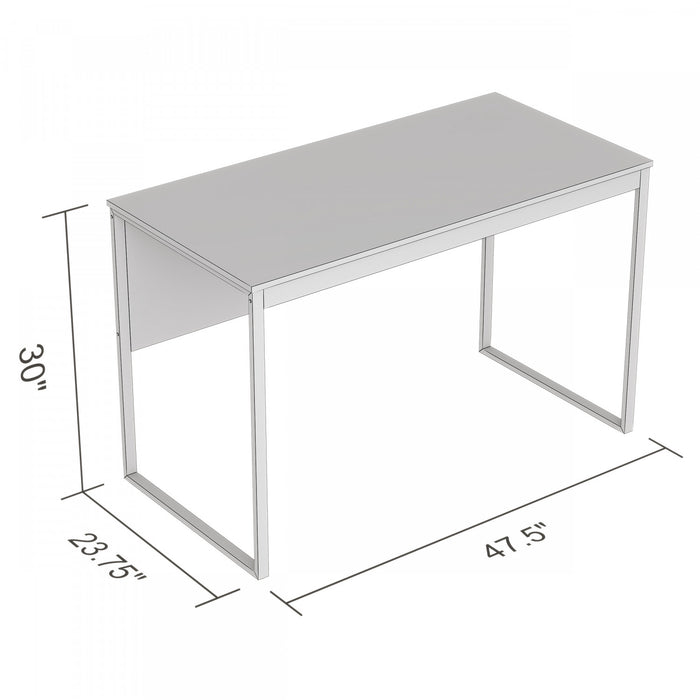 47” Computer Desk - Dark Taupe With Black Metal Base