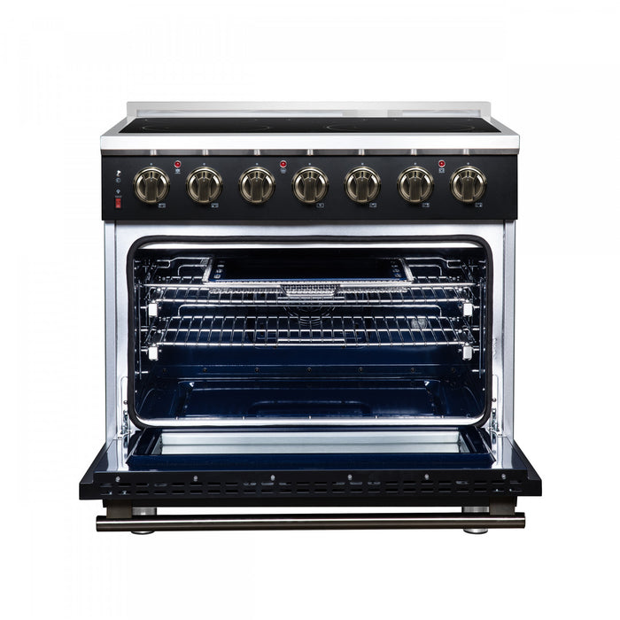 Forno Massimo 36 Inch Freestanding Electric Range, 5 radiant burners, 5.36 cu.ft., Black- FFSEL6020-36BLK