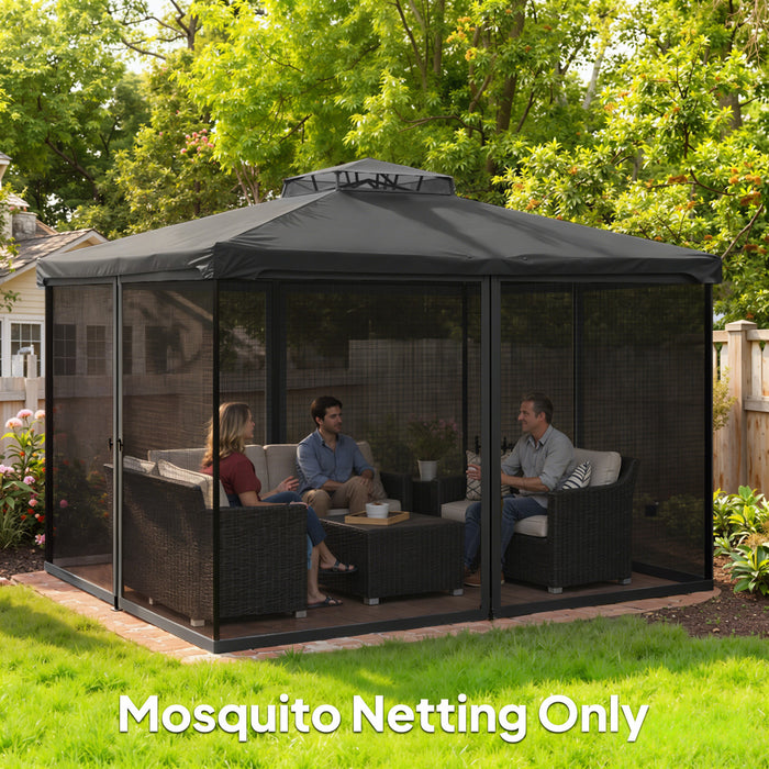 Outsunny 10' x 13' Gazebo Replacement Mosquito Netting Screen Walls, Black