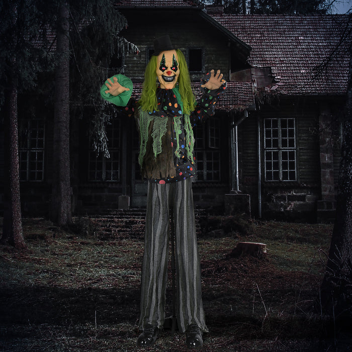 HOMCOM 6ft Life Size Outdoor Halloween Decoration Animatronic Circus Clown