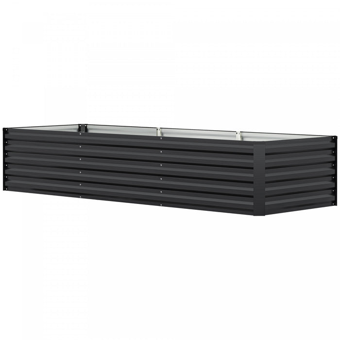 Outsunny 8x2.6x1.5ft Galvanized Raised Garden Bed, Open Bottom, Dark Grey