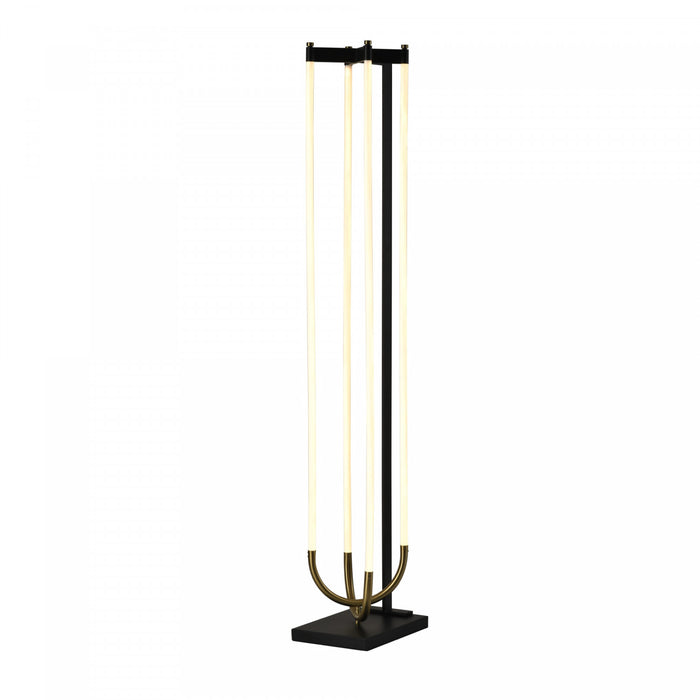 Cascata Integrated Led Floor Lamp, Black And Brushed Brass