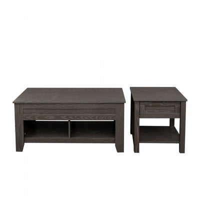 Strauss Lift-top Coffee & End Table Grey, Set Of 2 Occasional Table Package | Table Basse à Plateau Surélevé et Table de Bout Gris Strauss, 2 Mrcx