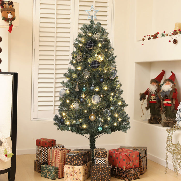 HOMCOM 5ft Prelit Artificial Christmas Tree with LED Lights and Decorations