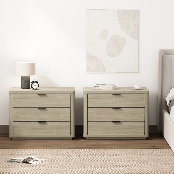 Evelyn Modern 32\" Nightstand in Natural (3-Drawer) - Set of 2