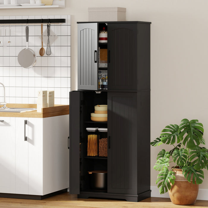 HOMCOM Pantry Cabinet, 64\" Storage Cabinet with Adjustable Shelves, Black