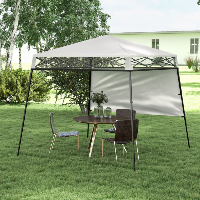 Outsunny 7' X 7' Garden Foldable Pop Up Gazebo Tent With Backpack & Adjustable Legs Outdoor Party Canopy, White & Black