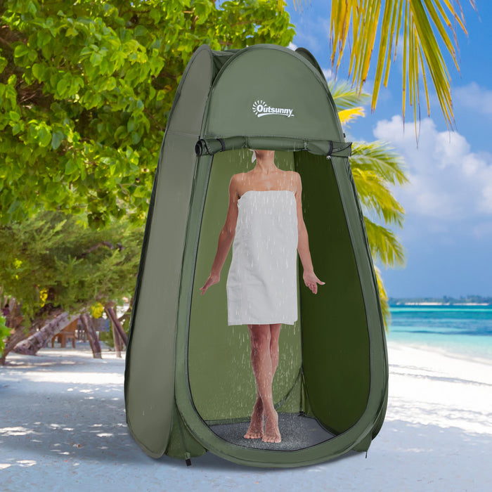 Outsunny Pop Up Shower Tent Portable Dressing Changing Room Privacy Shelter Tents For Outdoor Camping Beach Toilet And Indoor Photo Shoot W/ Carrying Bag, Army Green