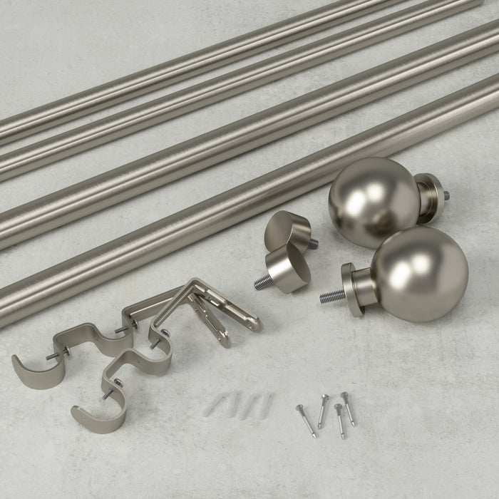 Umbra Bolas Nickel Expandable Double 1\" and 3/4\" Curtain Rod - 36\"-72\" 