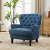 Arcadia Vintage-Inspired Lounge Chair with Nailhead Trim and Curved Backrest, Navy Blue | Arcadia Fauteuil de Salon d'Inspiration Vintage a Clous Decoratifs et Dossier Courbe, Bleu Marine