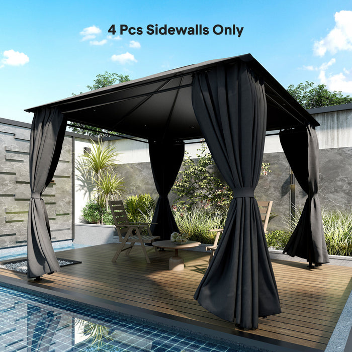 Outsunny 10' x 10' Universal Gazebo Curtains, 4 Panels, Dark Grey