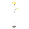 Ardelo Floor Lamp w/ Gooseneck Reading Light, Brushed Nickel, 71.5"H | Ardelo Lampadaire avec lampe de lecture a col de cygne, Nickel brosse, 71,5 po H