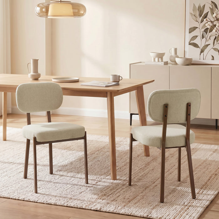 HOMCOM Upholstered Linen Fabric Dining Chairs, Kitchen Chairs, Beige