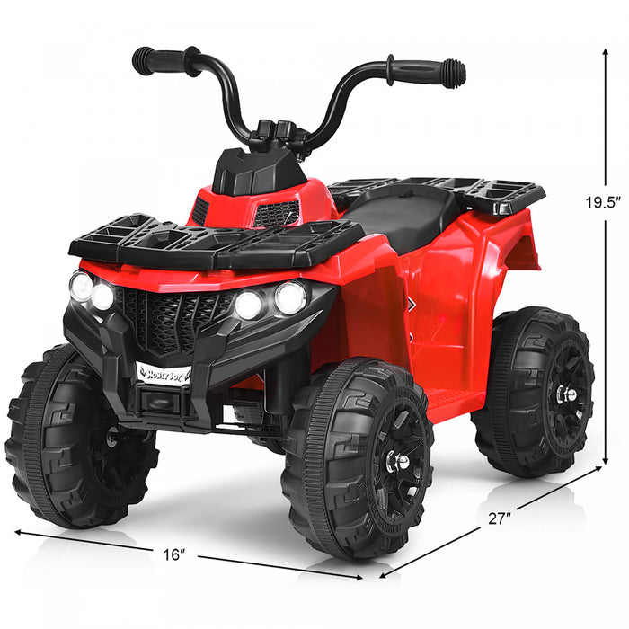 Costway 6v Battery Powered Kids Ride On Atv 4-wheeler Quad W/ Mp3 & Led Headlight Red