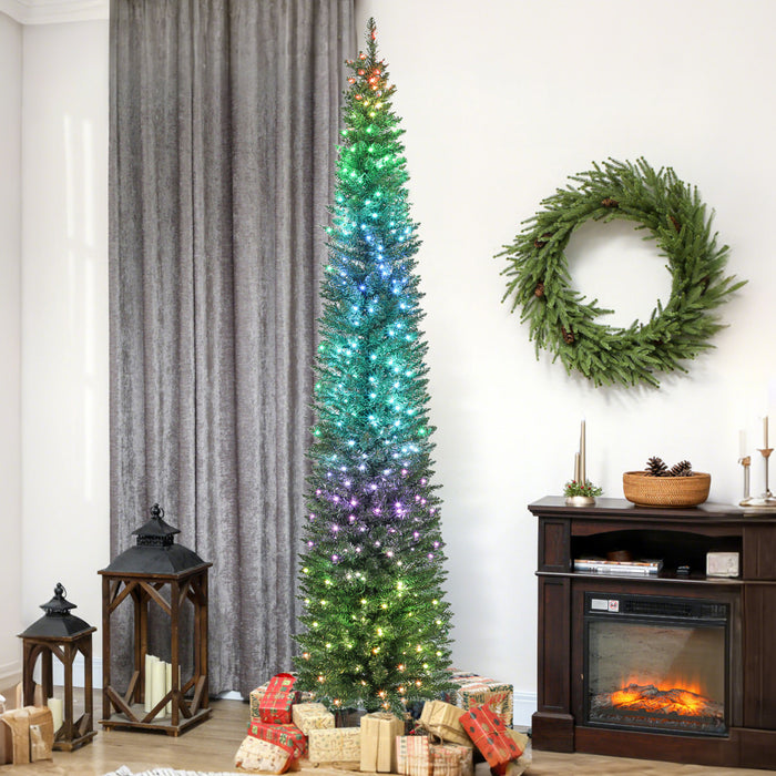 HOMCOM 9ft Christmas Tree with DIY Synchronized LEDs, Xmas Tree, Green