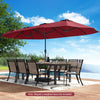 Costway 15.5 FT Extra-Large Patio Umbrella with LED Solar Lights & 12 Heavy-Duty Ribs Red