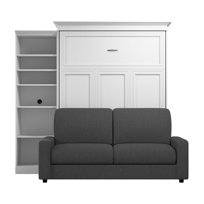 Bestar Versatile Queen Murphy Bed with Sofa and Closet Organizer (97 W) - White
