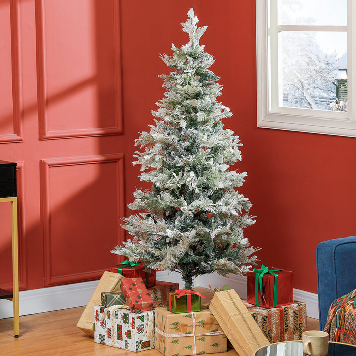 Homcom Flocked Pencil Artificial Christmas Tree With Realistic Branch Tips