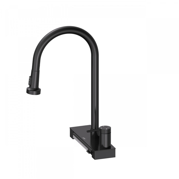 4 Function Pivoting Waterfall Pull-Down Kitchen Faucet with Power Wash, High Arc. Black-FCWRMBKD1 Laundry Combo