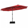 Costway 15FT Double-Sided Twin Patio Umbrella Sun Shade Outdoor Crank Market Base Wine