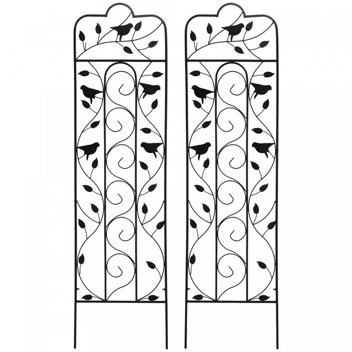 Outsunny Garden Trellis With Birds For Climbing Plants, 2 Pack, 59\" Tall