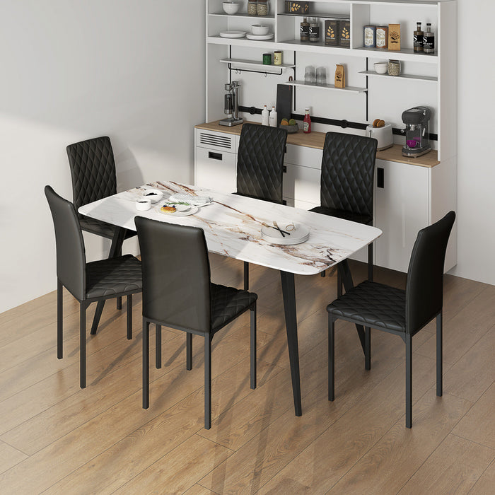 HOMCOM Dining Chairs Set of 6, Faux Leather Accent Chairs, Black