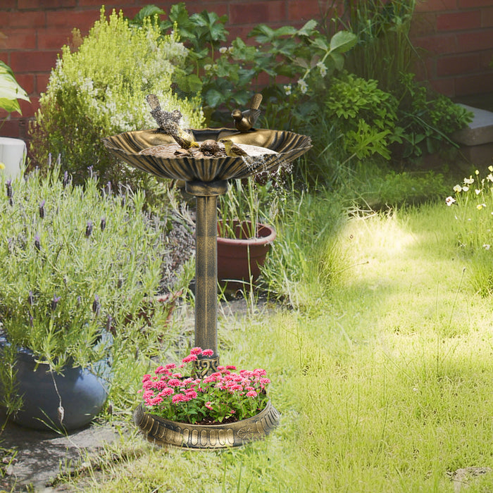 Outsunny Bird Bath With Pedestal, Birdbath Bowl For Garden, Bronze