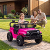 Qaba Electric Car for Kids, 12V Battery Powered Ride on Truck Car with Remote Control, Dual Motors, Rear Suspension, Soft Start, 3 Speeds, Music, LED Lights, for 3-8 Years, Pink
