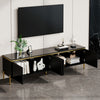 Croma 67 Inch Modern High-Gloss TV Stand with Cable Management and Gold Trim, Black | Croma Meuble TV Moderne Haute Brillance 67 po avec Gestion des Cables et Garniture Doree, Noir
