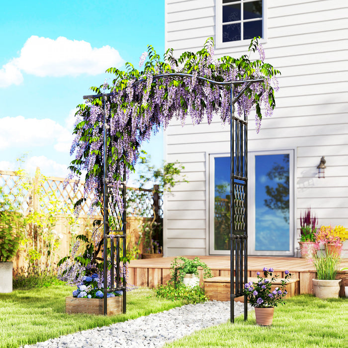 Outsunny Garden Arch with Extended Top, Outdoor Trellis Arbor, Black
