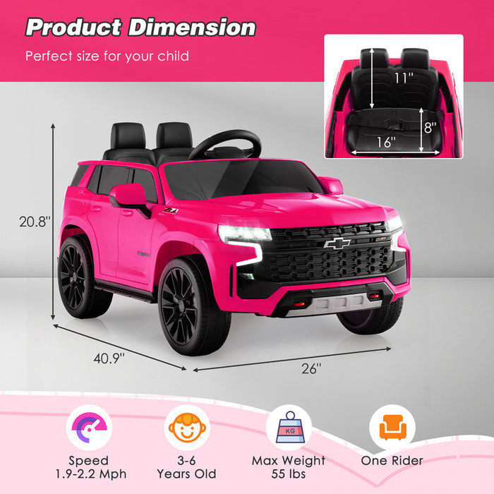 12v Kids Ride On Car Chevrolet Tahoe Electric Truck Suv Remote W/ Light & Music Pink
