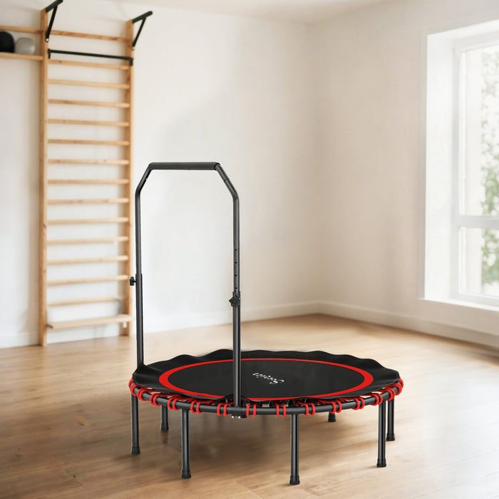 Soozier 48\" Foldable Rebounder Trampoline for Adult, Mini Trampoline Indoor with 5-Level Adjustable Handle, Quiet and Safe Bungee Rebounder